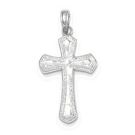 Diamond-cut Beveled Edges Cross Pendant - Silver/Stainless