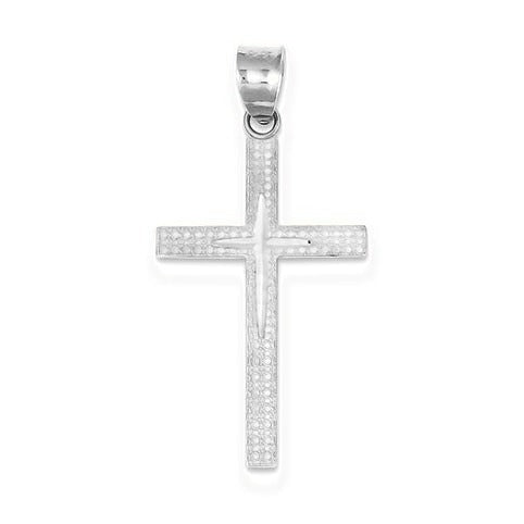 Diamond -Cut Latin Cross Pendant - Silver/Stainless