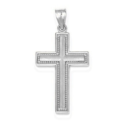 Large Satin Cross Pendant - Silver/Stainless