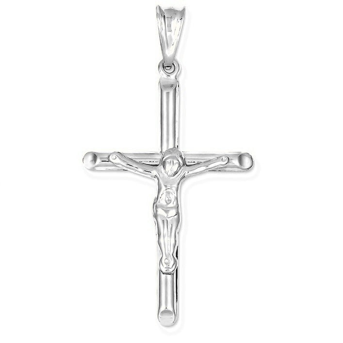 Polished Hollow Crucifix Pendant - Silver/Stainless