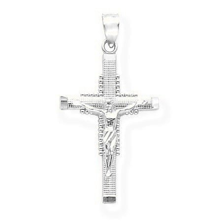 Textured Crucifix Pendant - Silver/Stainless
