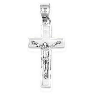 Diamond-cut Crucifix Charm - Silver/Stainless