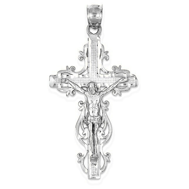 Diamond-Cut Crucifix Pendant - Silver/Stainless