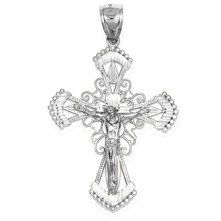 Diamond-cut Crucifix Pendant - Silver/Stainless