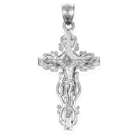 Diamond-cut Crucifix Pendant - Silver/Stainless