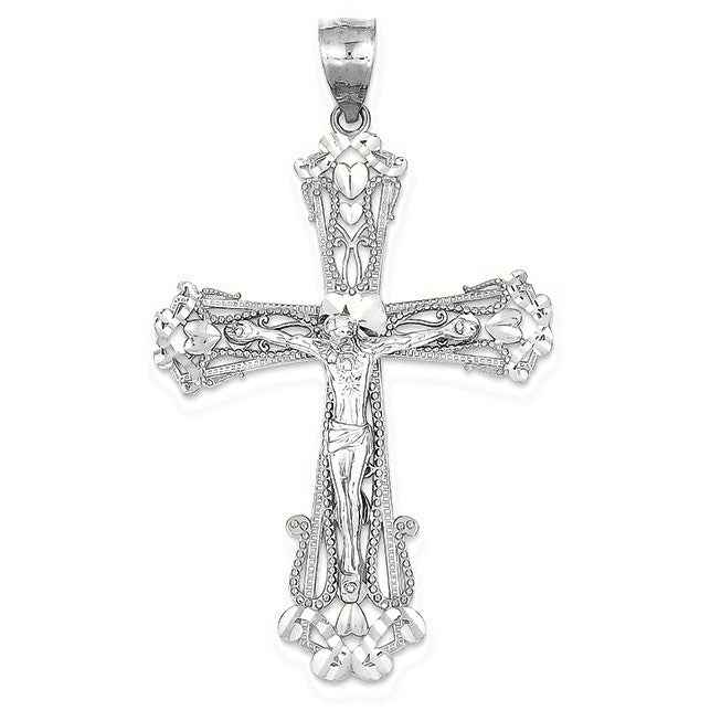 Diamond-cut Crucifix Pendant - Silver/Stainless