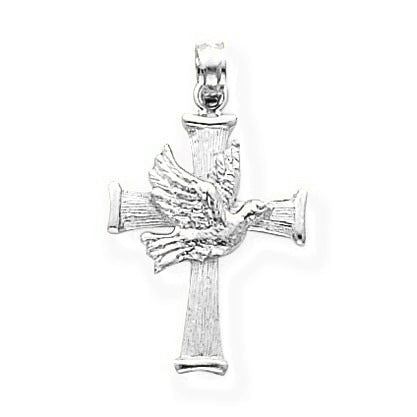 Dove Cross Pendant - Silver/Stainless