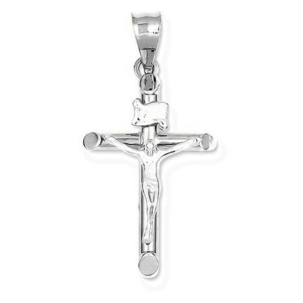 Rhodium INRI Crucifix Pendant - Silver/Stainless