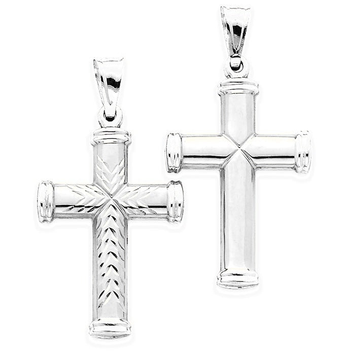 Rhodium Reversible Cross - Silver/Stainless
