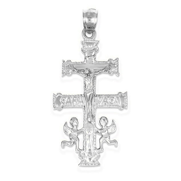 (Yellow and White) Cara Vaca Crucifix Pendant - Silver/Stainless