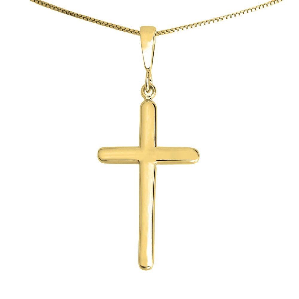 Solid High Polished Cross Pendant - Gold