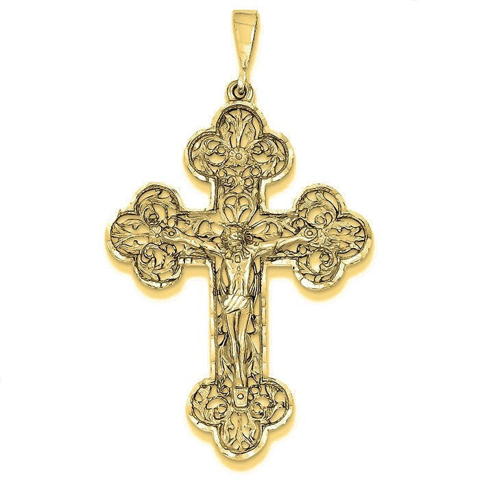 Diamond-Cut Crucifix Pendant - Gold