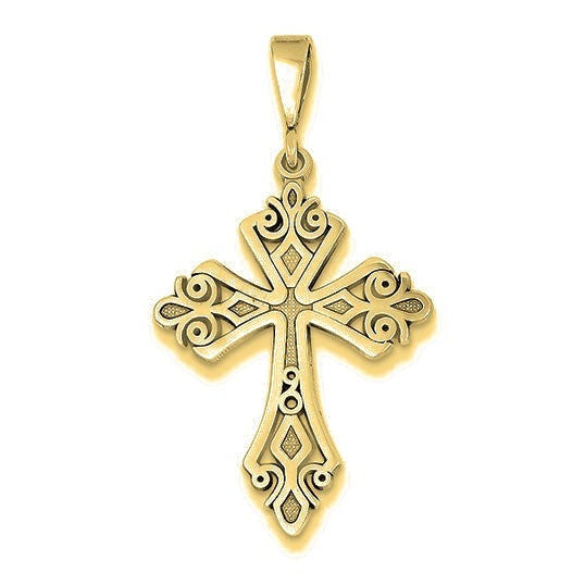 Fleur De Lis Cross Pendant - Gold