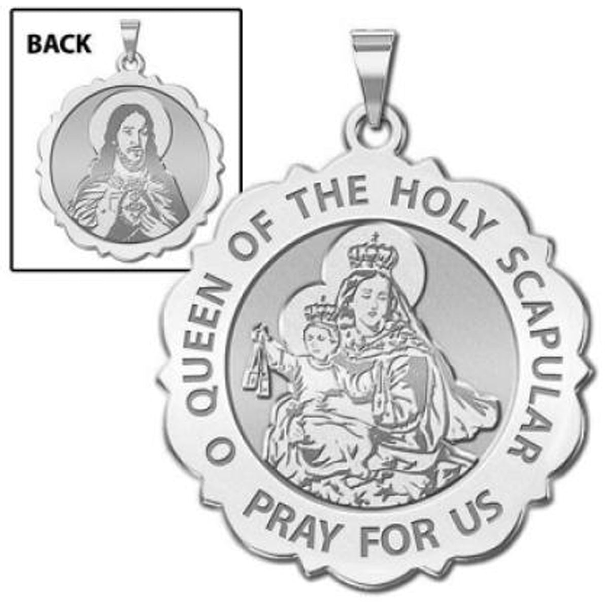 Scapular Scalloped Round Medal