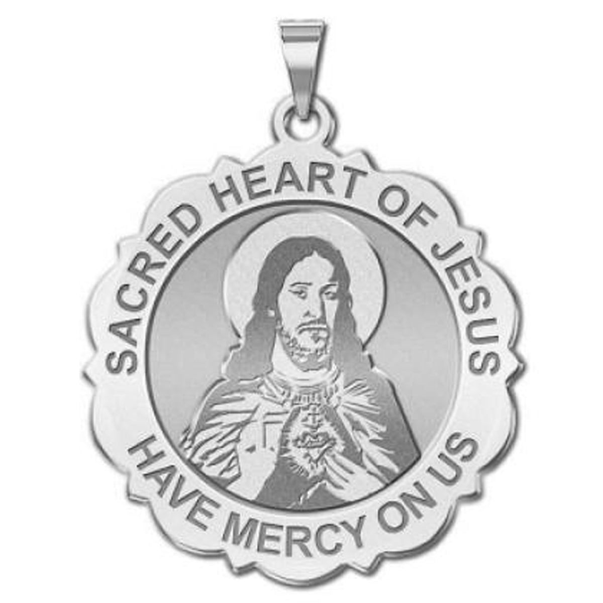 Sacred Heart of Jesus Scalloped Medal