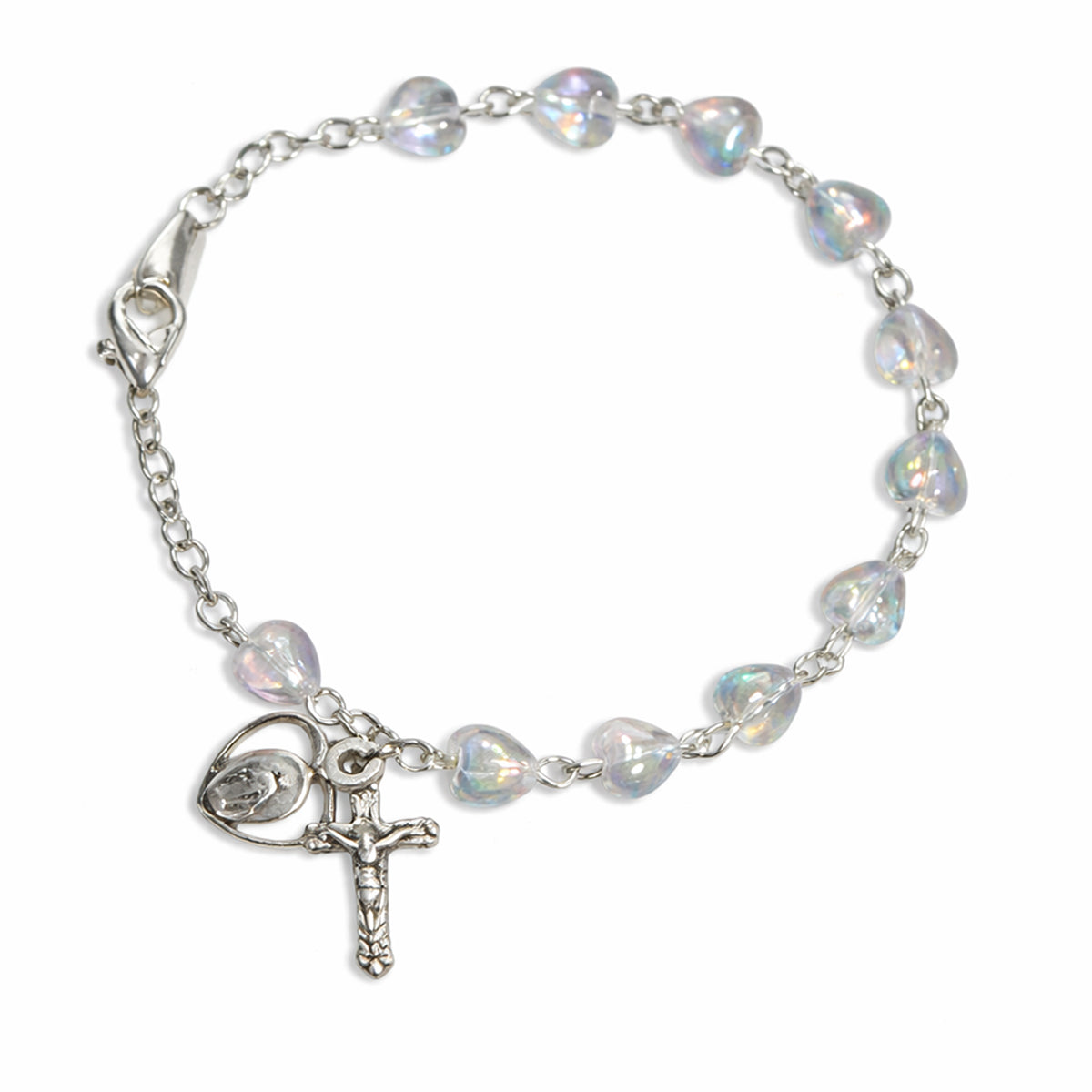 SS 6 1/2" CRYSTAL PEARL BRACELET