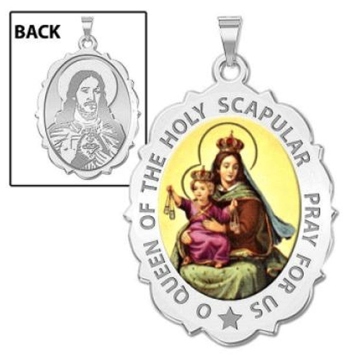 Scapular Medal Scalloped OVAL "Color"