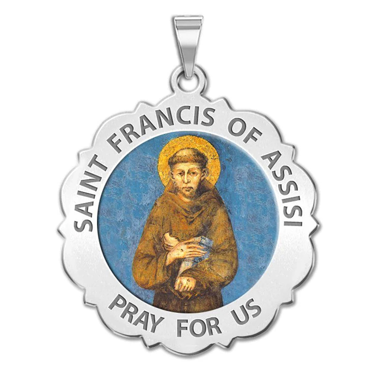 Saint Francis of Assisi Scalloped Medal "Color"