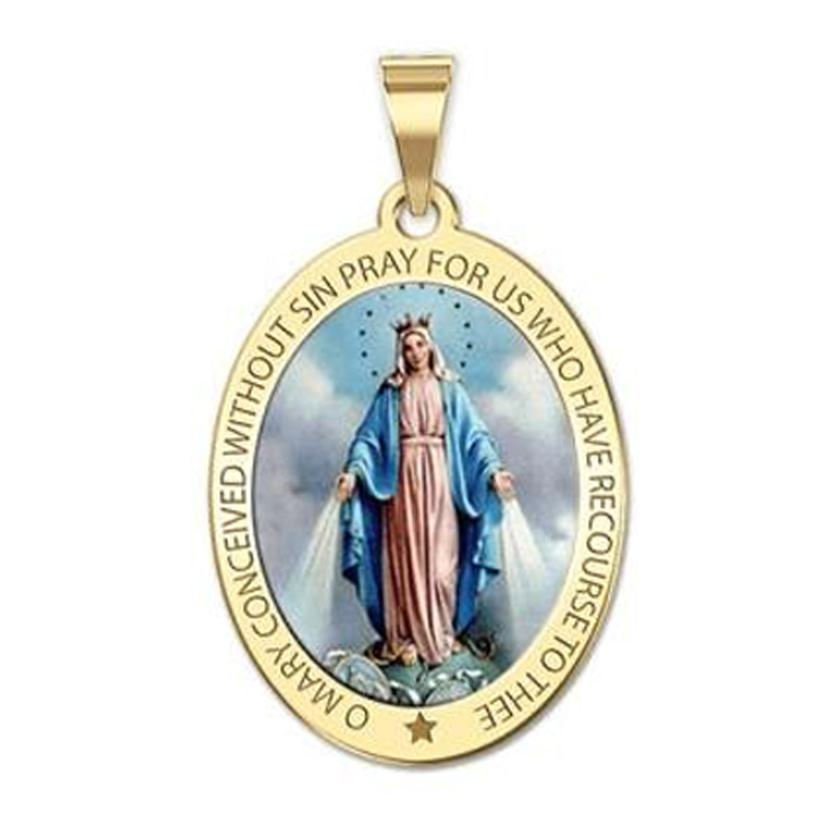 Miraculous Medal Color Oval Pendant