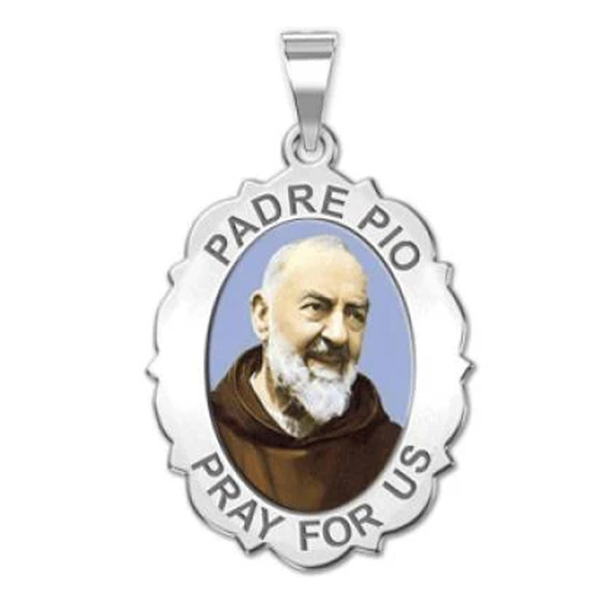 Padre Pio - Scalloped OVAL "Color"
