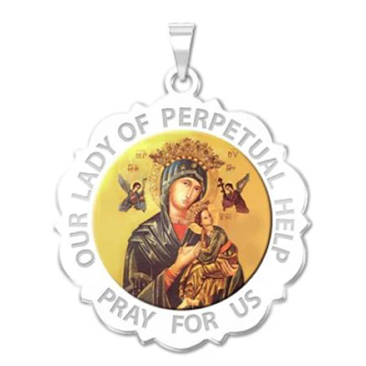 Our Lady of Perpetual Help Scalloped Round Medal "Color"