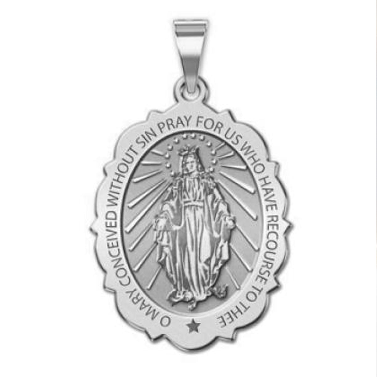 Miraculous Medal Scalloped Oval