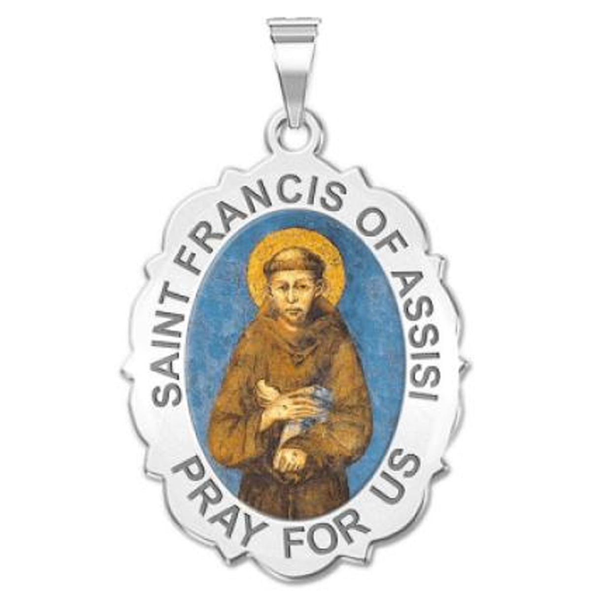 Saint Francis of Assisi Scalloped Medal