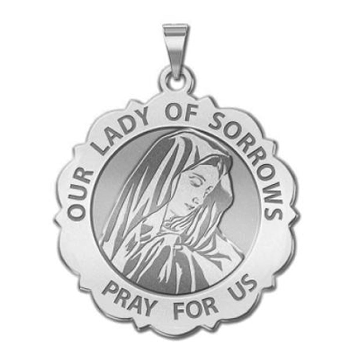 Our Lady of Sorrows Scalloped Round Medal