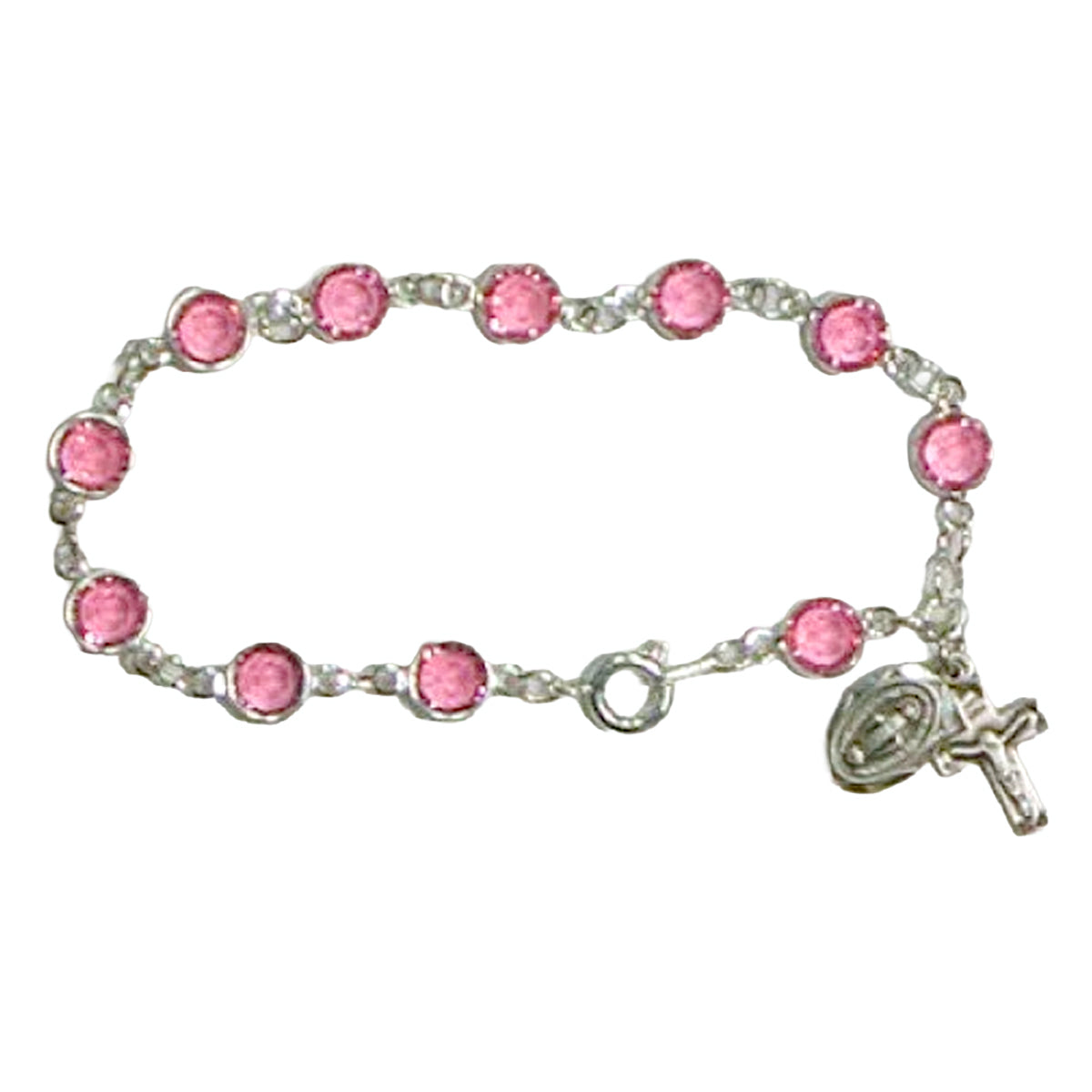 7 1/2" PINK CRYSTAL BRACELET