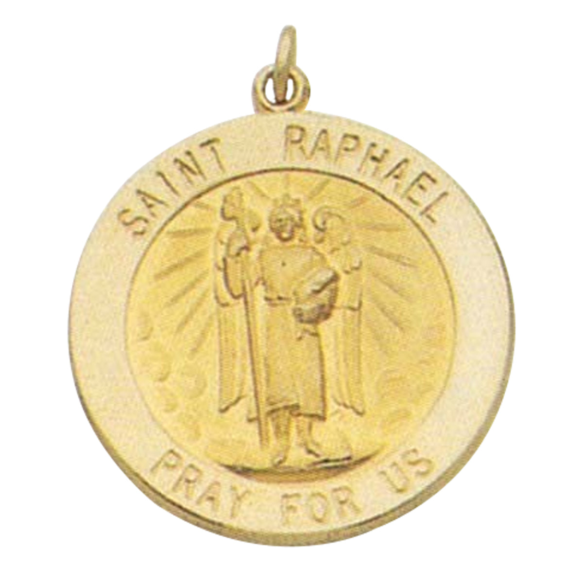 14K Gold Saint Raphael Religious Medal