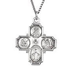 Sterling Silver 4 Way Cross Religious Medal