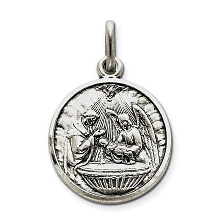 Baptism Round Diamond-Cut Round Charm Jewelry