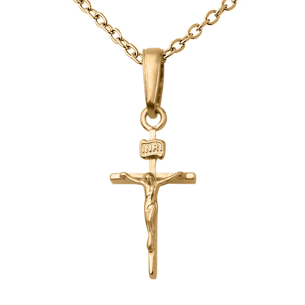 14k Small INRI Crucifix Pendant