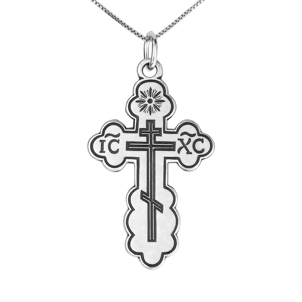 Sterling Silver Eastern Orthodox Cross Pendant