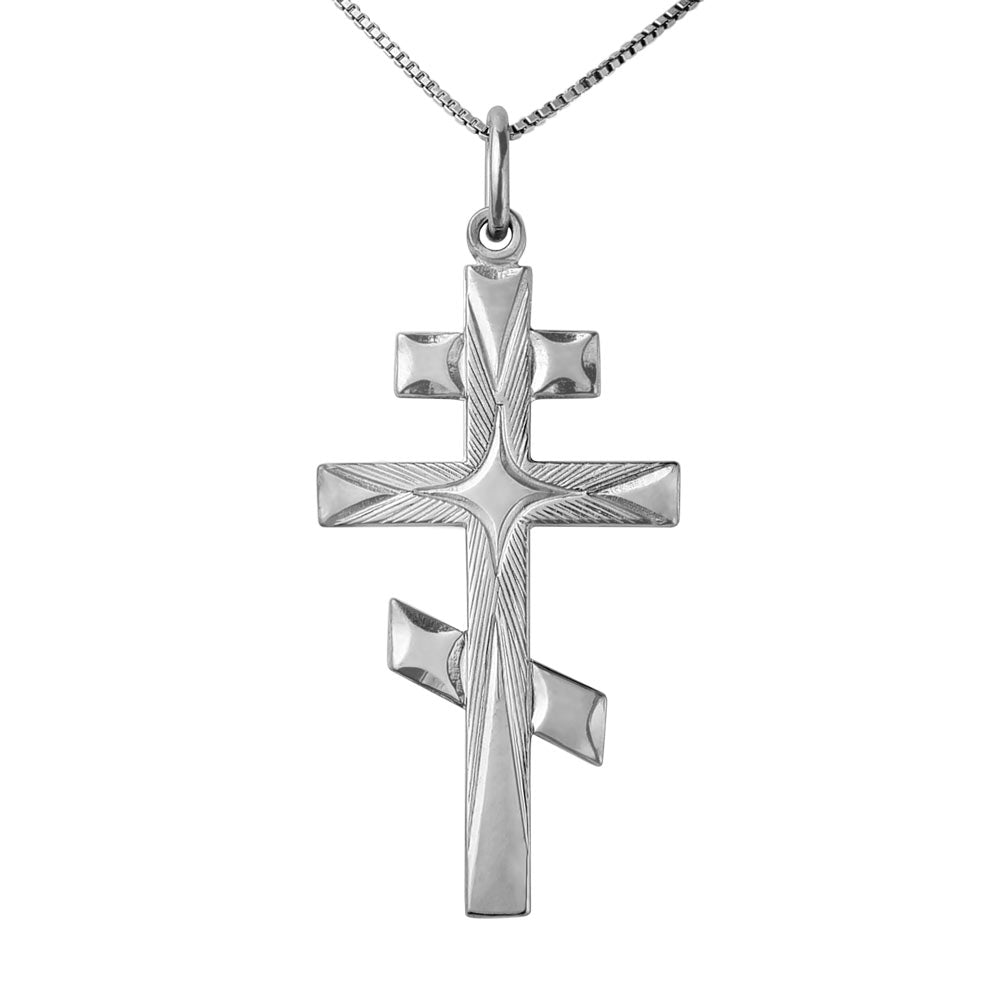 Sterling Silver Eastern Orthodox Cross Pendant