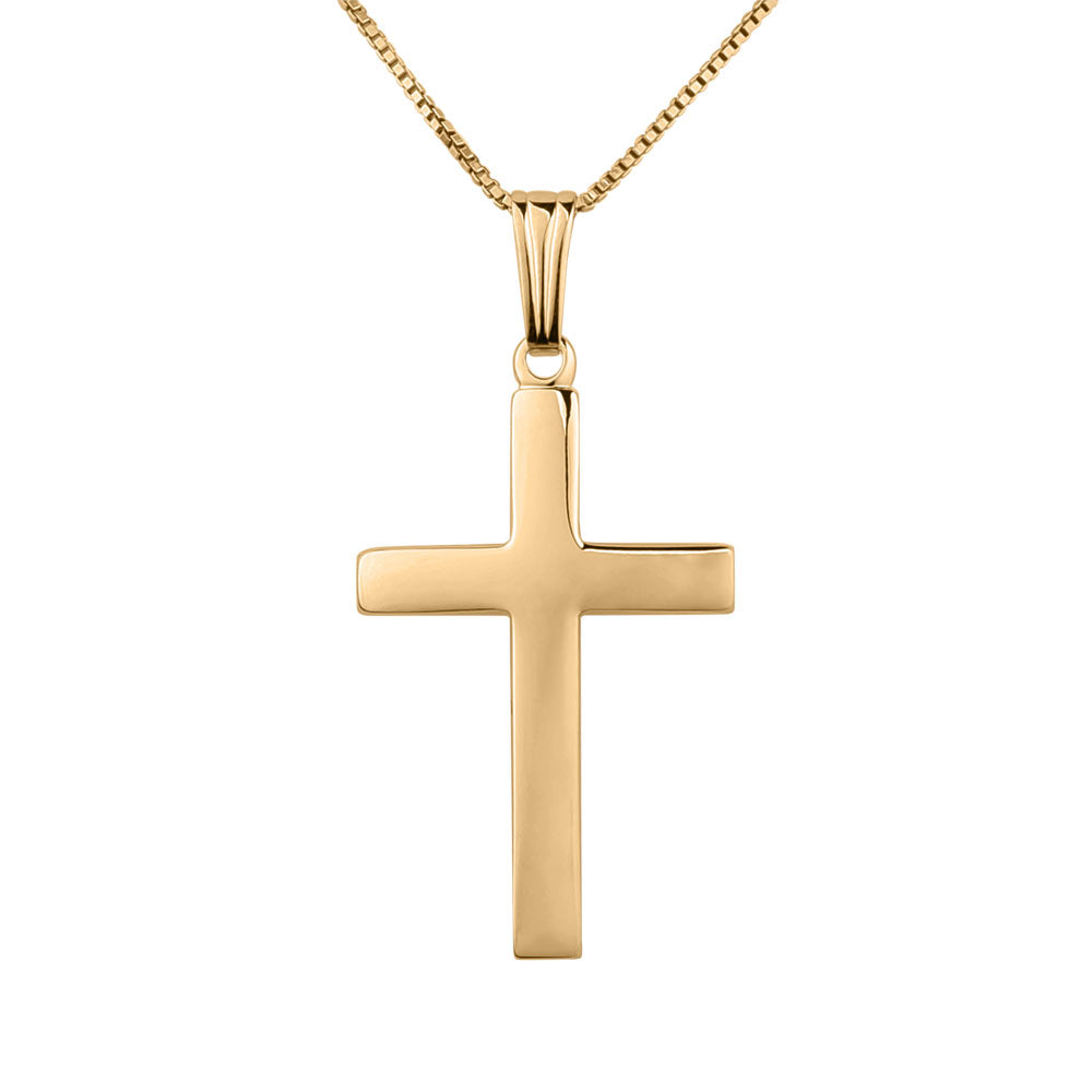 14K Yellow Or White Gold Solid Cross Pendant
