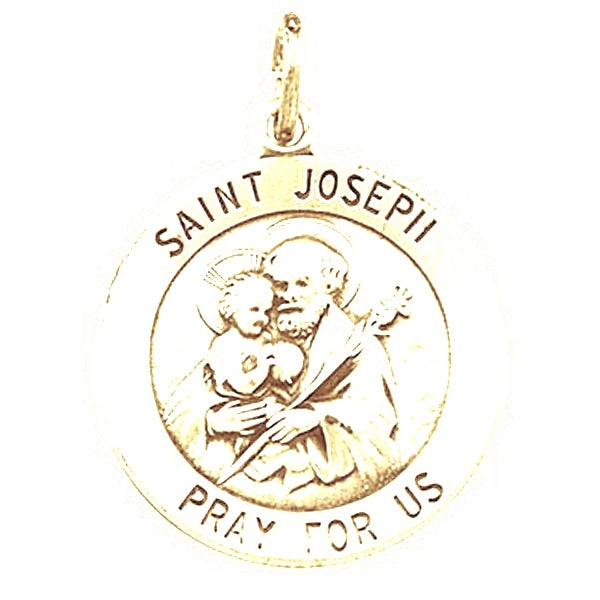 Saint Joseph Round Religious Medal - Silver