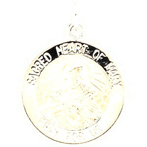 Sacred Heart of Mary Religious Medal - Silver