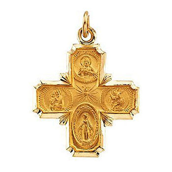 14k Gold Four Way Religious Medal