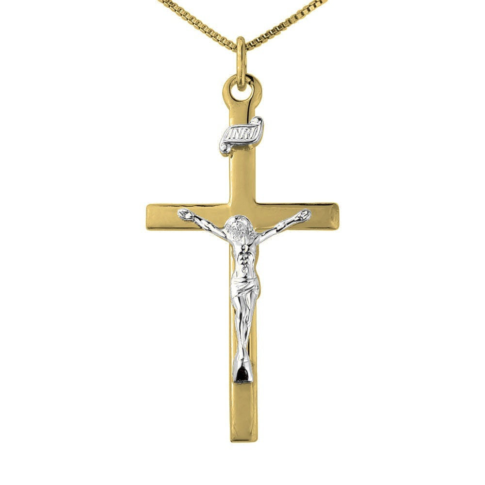 Crucifix Pendant - Gold with Silver Accents
