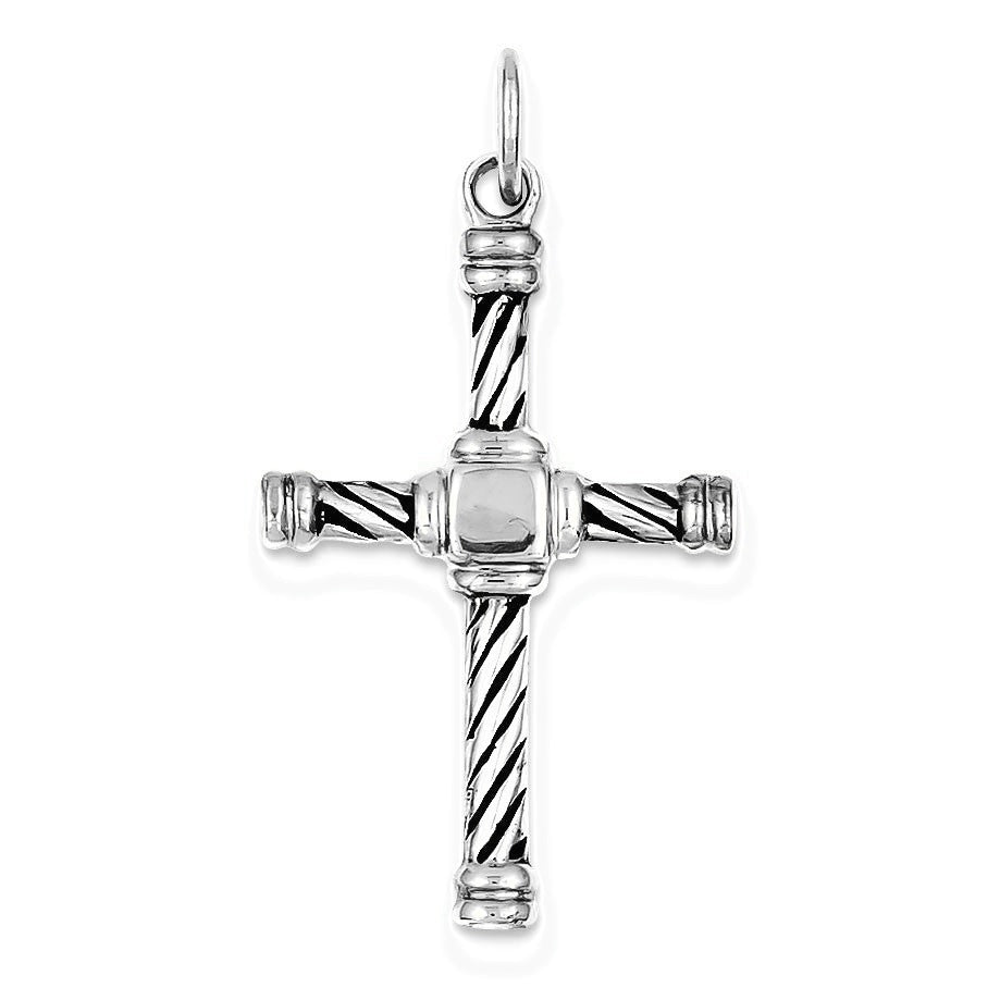 Antiqued & Gold - plated Cross Pendant - Silver/Stainless