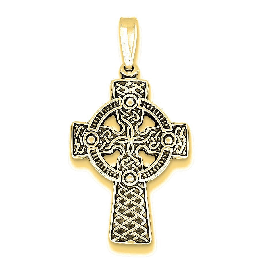 Antiqued Celtic Cross Pendant - Gold