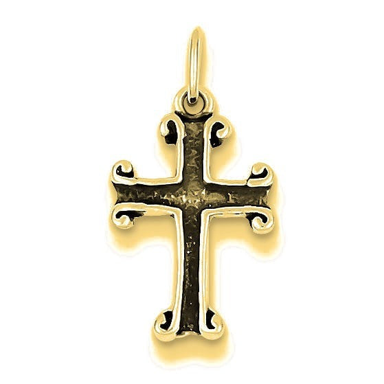 Antiqued Cross Charm - Gold