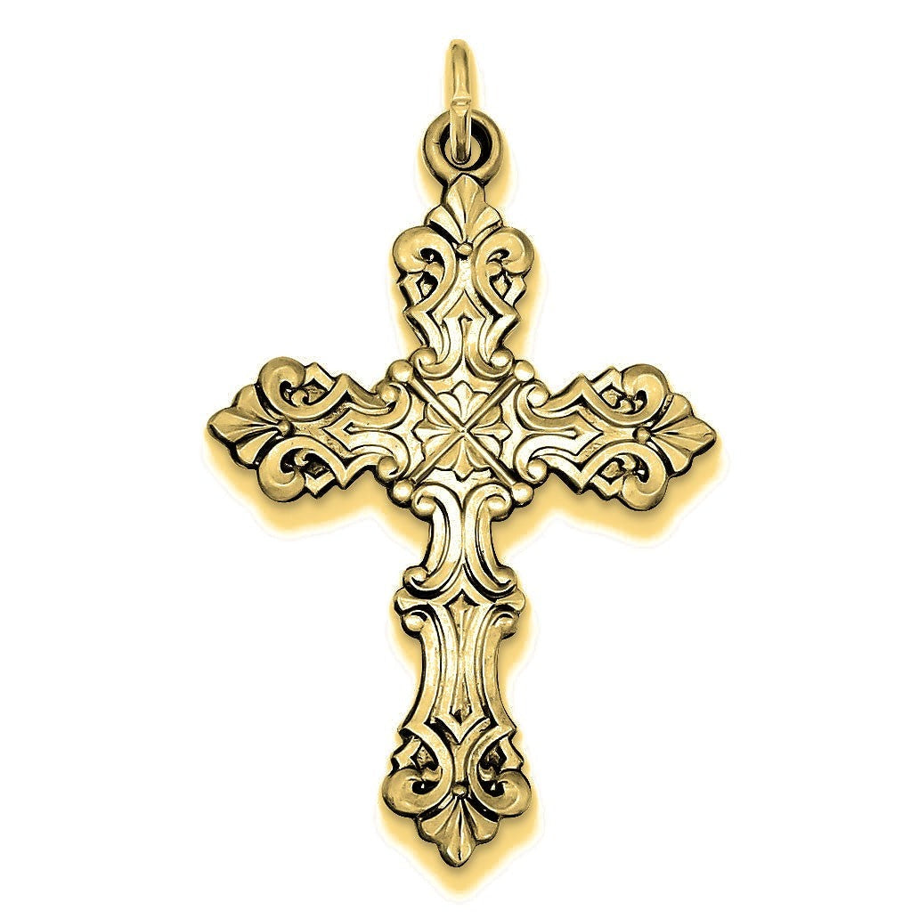 Antiqued Cross Pendant - Gold