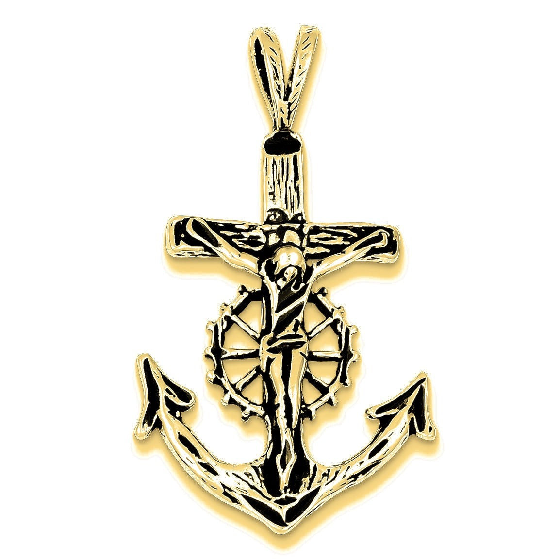 Antiqued Mariner Crucifix Charm - Gold