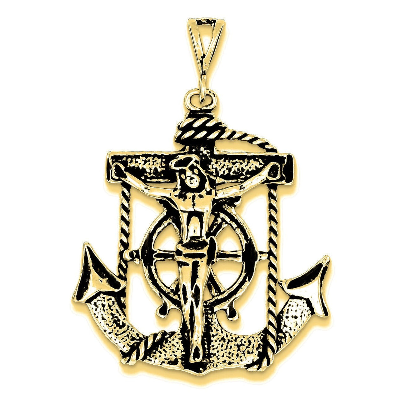 Antiqued Mariner Crucifix Charm - Gold