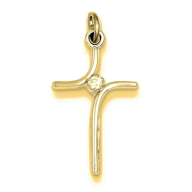 Cross with CZ Center Pendant - Gold