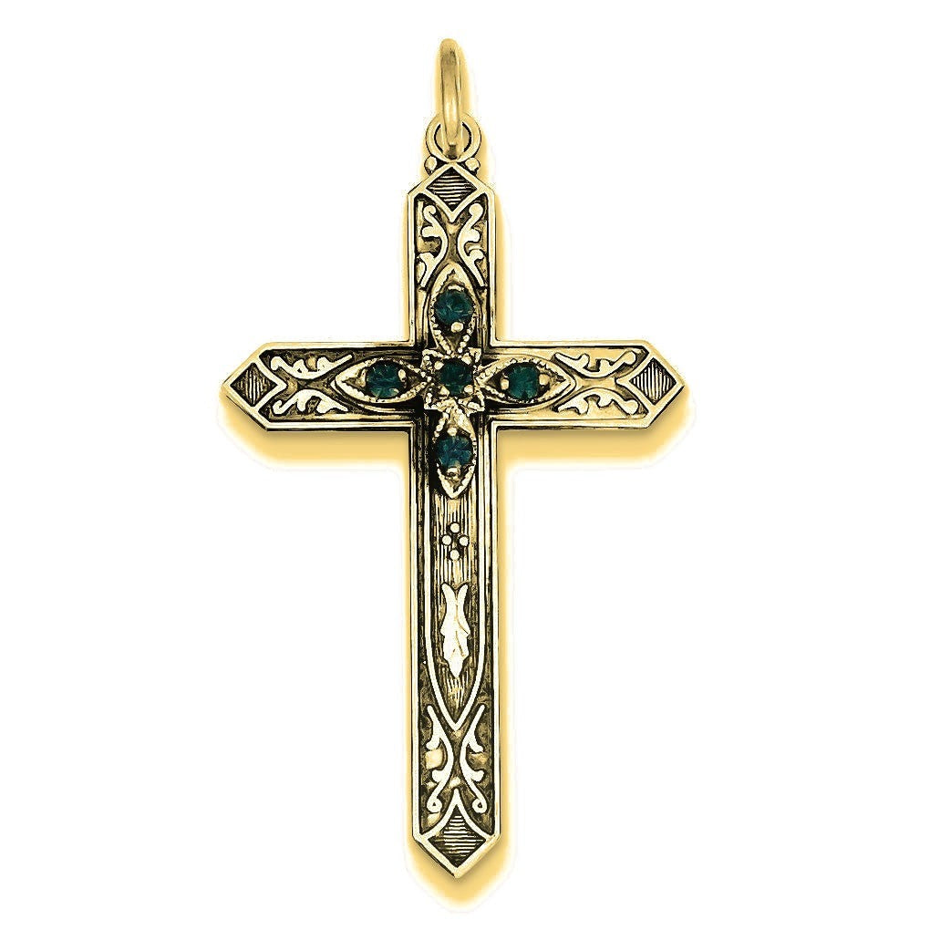 September Birthstone Cross Pendant - Gold