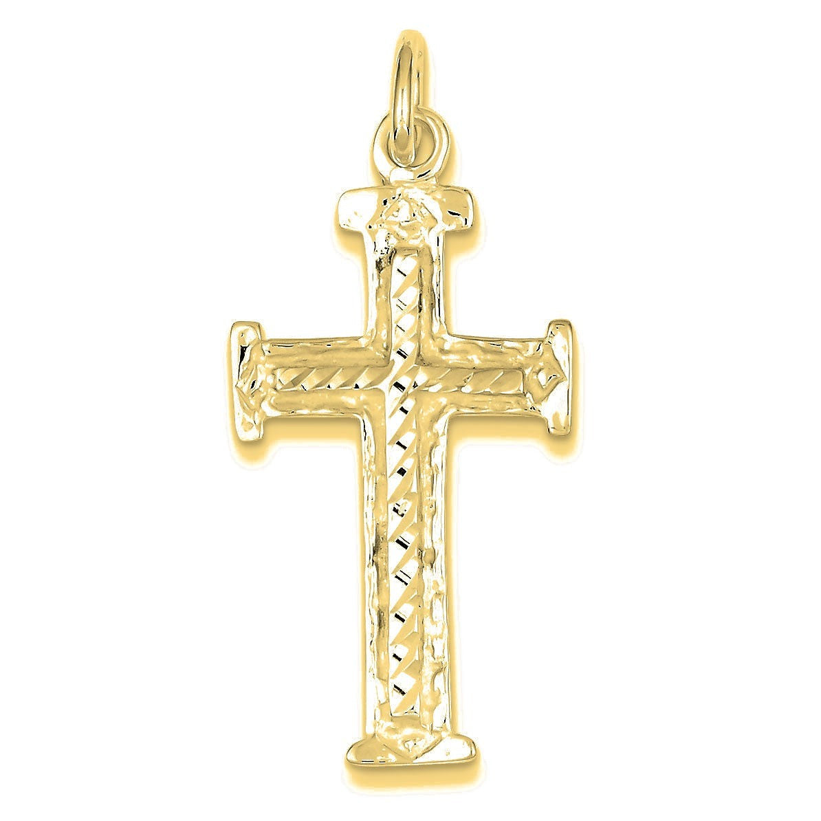 Diamond -Cut Cross Pendant - Gold