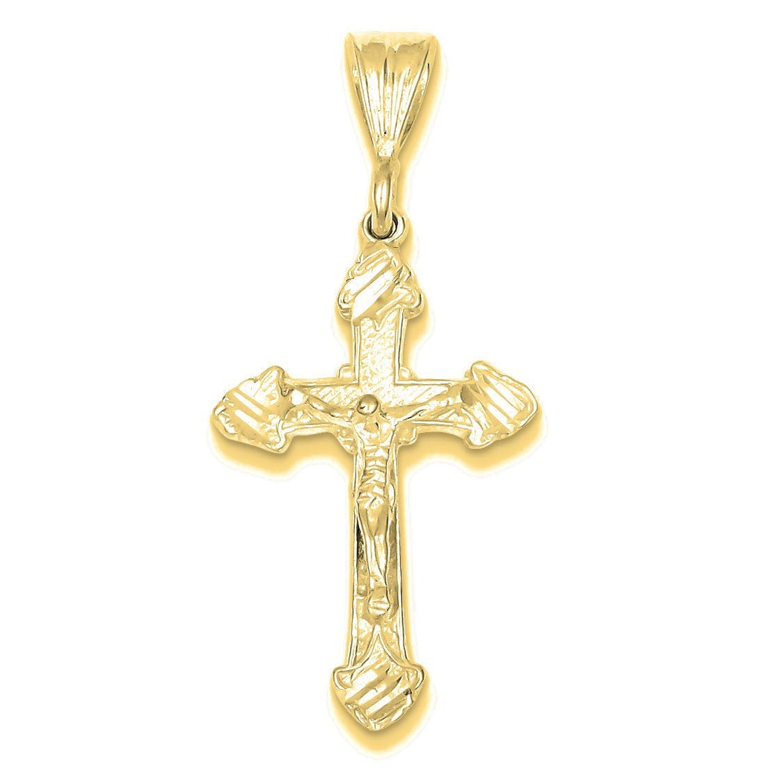Diamond-Cut Crucifix Pendant - Gold